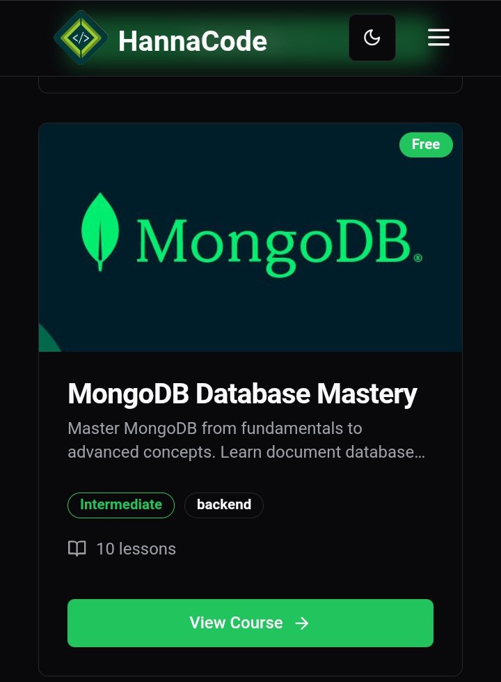 EditorOladapo's tweet image. New course alert!
MongoDB is now available on HannaCode
Learn how to handle data the smart way with one of the most popular NoSQL databases used by developers worldwide.
Don’t just learn build, practice, and grow with HannaCode 💚
hannacode.com
#ProgrammingIsLife💻