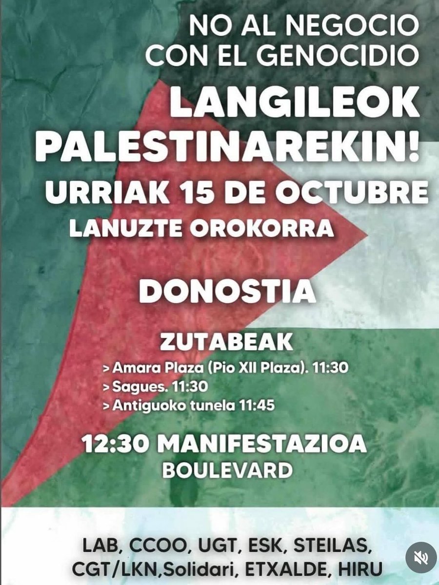 GarinTaberna's tweet photo. 🇵🇸 Garin herriko tabernak bat egiten du sindikatuek eta Gernika-Palestina herri ekimenak urriaren 15erako deitu dituzten lanuztearekin eta mobilizazioekin.

Horregatik, bihar lanuzteak egingo ditugu, 11:00etatik 14:00etara eta 19:00etatik 22:00etara. Bihar, mobilizazio orokorra! https://t.co/EOofzk0OLF