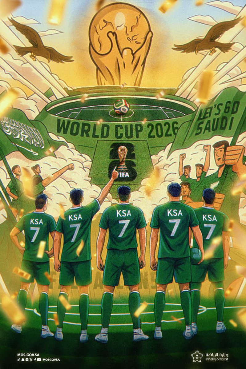 mosgovsa's tweet image. للمرة الـ7 
الأخضر إلى كأس العالم 🦅🇸🇦