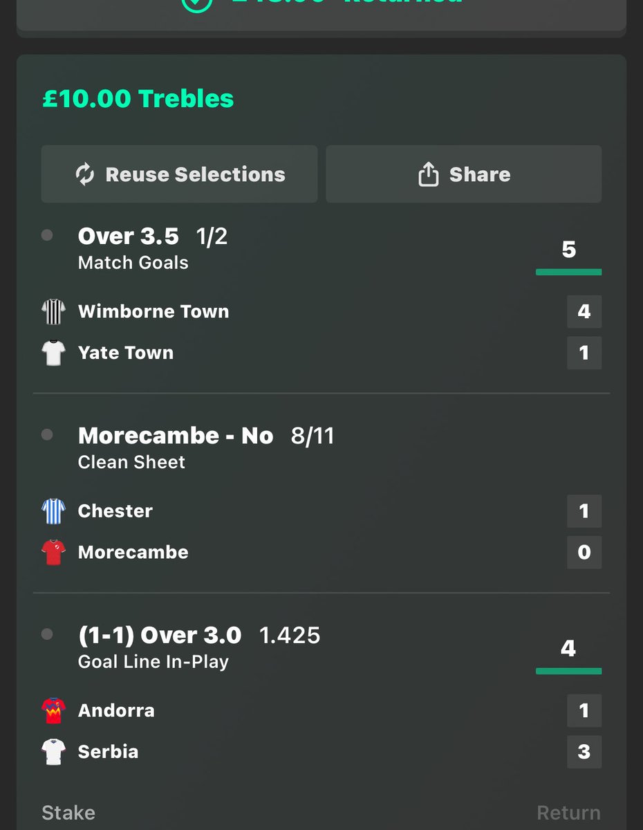 #inplay 

Treble wins @ 3.69✅👍🏻
 
#betting #fhg #INPLAY #tips #football #epl #spfl #tipster #goals #GambingTwitter