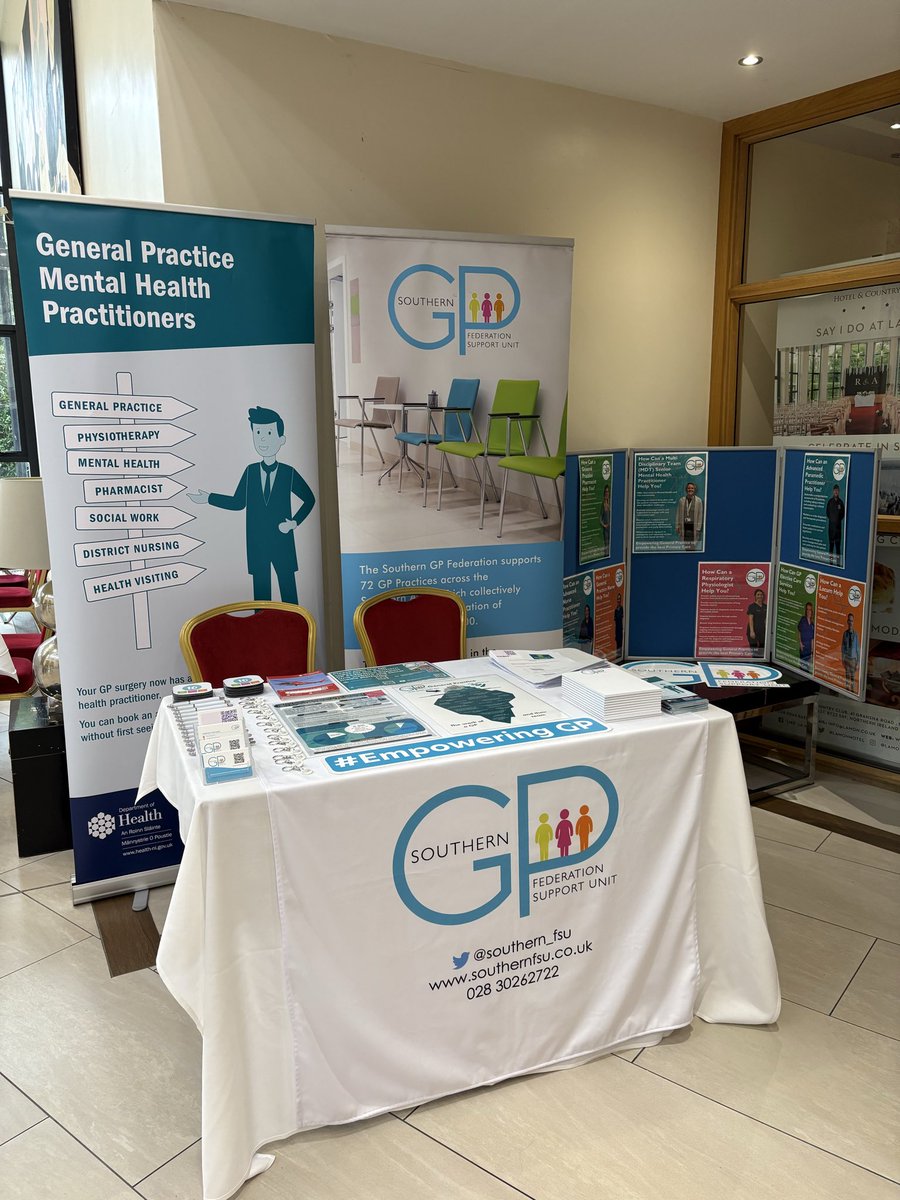Southern FSU is all set up and ready for an early start at #NICON25! 
Find us at Stand 25 on Wednesday and Thursday to learn more about the work we do to support general practice.
You can also join Senior Mental Health Practitioner and RCN NI Nurse of the Year 2025, Kelly Forbes,