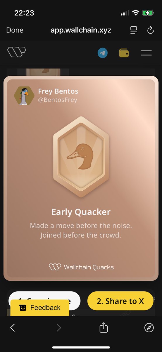 Time is running out to claim your Early Quacker badge, claim before the 15th.

@wallchain_xyz is cooking up something for tomorrow…