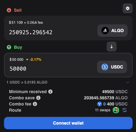 iGetAlgo's tweet image. All these swaps through routers just to lose $1,100-$1,700 on the swap... 🫠 #FML $ALGO