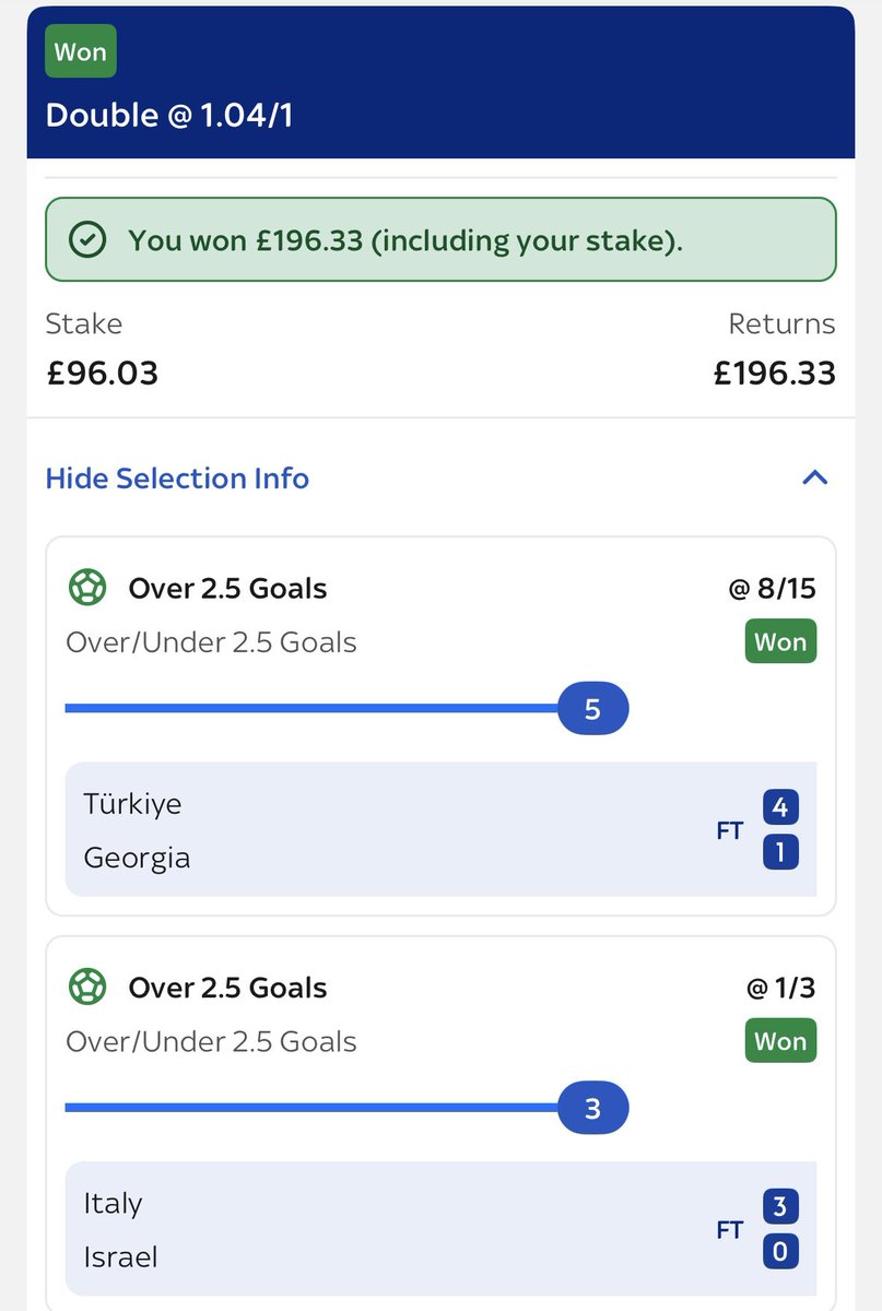 textBuck's tweet photo. @BadManBetting Always trust in @BadManBetting 
Took out my original stake today but used your last 4 doubles as its own little ladder bet! Left it until very late but never doubted you 😬 Thank you sir! https://t.co/cw5FiCFwhU
