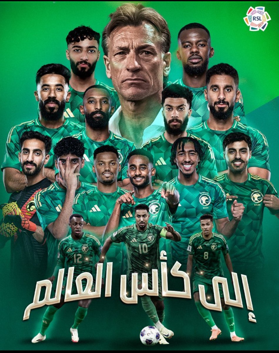 alrisaini's tweet photo. مبرووك للصقور الخضر التأهل لمونديال #كأس_العالم_2026 
شكراً للقيادة الدعم الكبير 
#السعوديه_العراق 
 #تصفيات_كاس_العالم2026 https://t.co/ClBhQDyiKf
