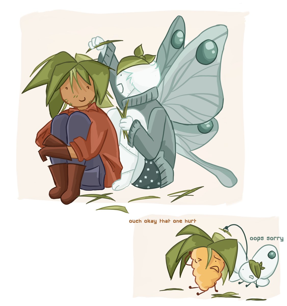 2rawser's tweet image. i have a headcanon that poppy gets their leaves preened like a bird preening their old feathers
