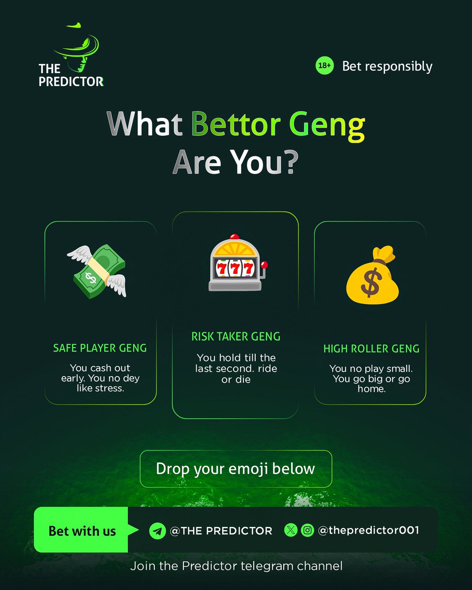 thepredictor001's tweet image. Which geng you belong to? 😏

Safe Player geng
Risk Taker geng
High Roller geng

Drop your emoji below 👇🏽
Let’s see who really get mind for this game 😎

#ThePredictor #CrashCasino #BetSmart