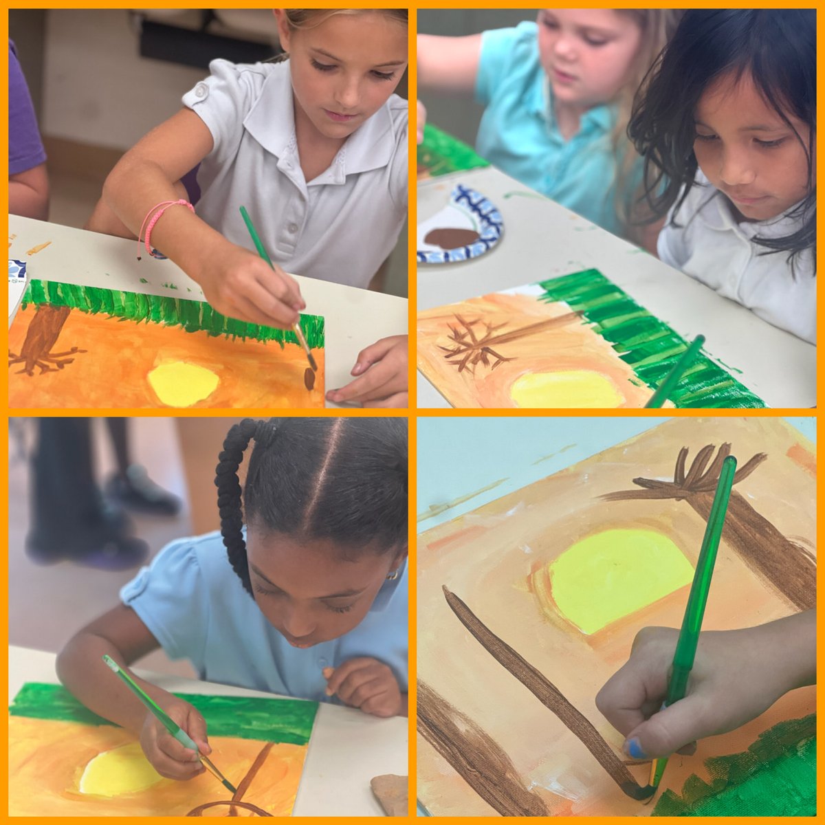 🍂🎨 The <a href="/ElbridgeGaleES/">Elbridge Gale Elem</a> Art Club is capturing the beauty of fall one brushstroke at a time! This week, our artists are painting vibrant autumn landscapes full of color, creativity, and crisp seasonal vibes. Stay tuned for some stunning scenes! 🍂