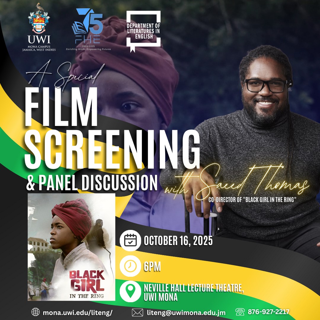 Please join us on Thursday October 16, 2025 at 6:00 p.m. in the Neville Hall Lecture Theatre for a special Film Screening and Panel Discussion with our guest Saeed Thomas, Co-Director of the short film, Black Girl in the Ring.