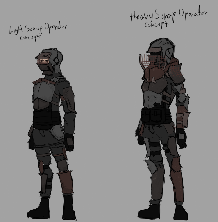 quick design concepts for armor i did in an hour or two for a game