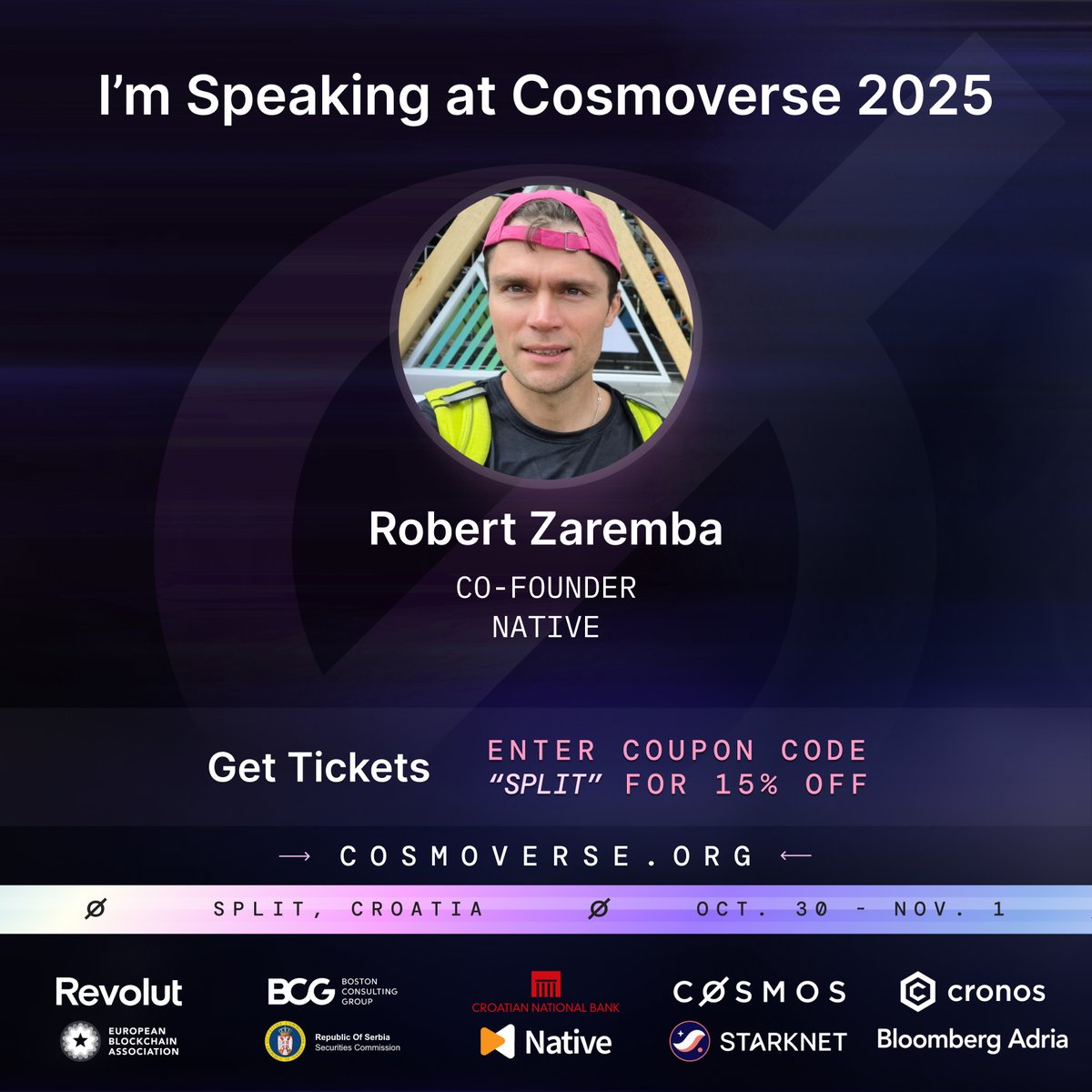 RobertZarembaIT's tweet image. Thrilled to join @CosmoverseHQ   — the legendary conference shaping the #InternetOfBlockchains 🌐 
From day one, I’ve never missed a Cosmoverse, and this year is no exception. 
I will present @goNativeCC analytics about Bitcoin Yield  and how we enable it with our Zero Trust…