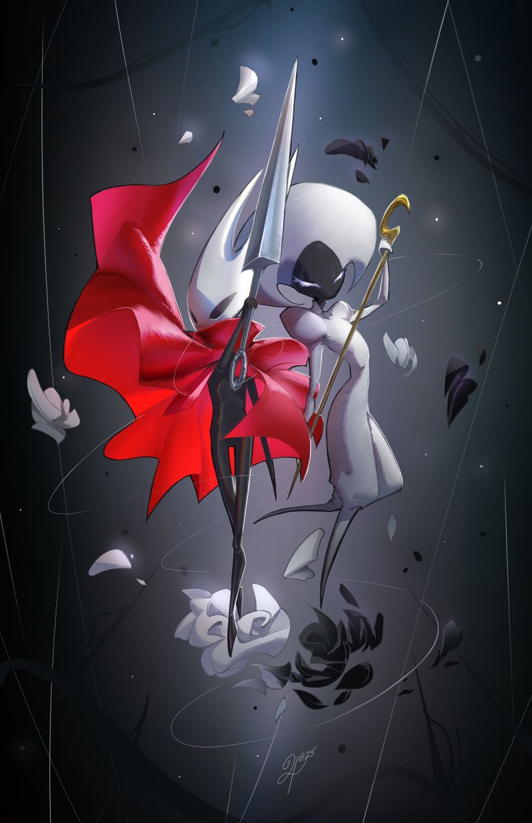 bobsummoner_'s tweet photo. Hornet and Lace tribute piece for my other GOTY. 
#silksong #silksongfanart #hornet #hollowknight #art https://t.co/LolN3rYHUP