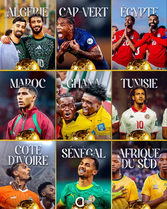 تم التعرف رسميًا على المنتخبات التسعة التي ستمثل قارة إفريقيا في كأس العالم 2026: جنوب إفريقيا، الجزائر، الرأس الأخضر، ساحل العاج، مصر، غانا، المغرب، تونس، والسنغال.. ويبقى مقعد عاشر قد يُحسم لاحقًا من خلال الملحق القاري المؤهل عبر التصفيات البينية بين الاتحادات 