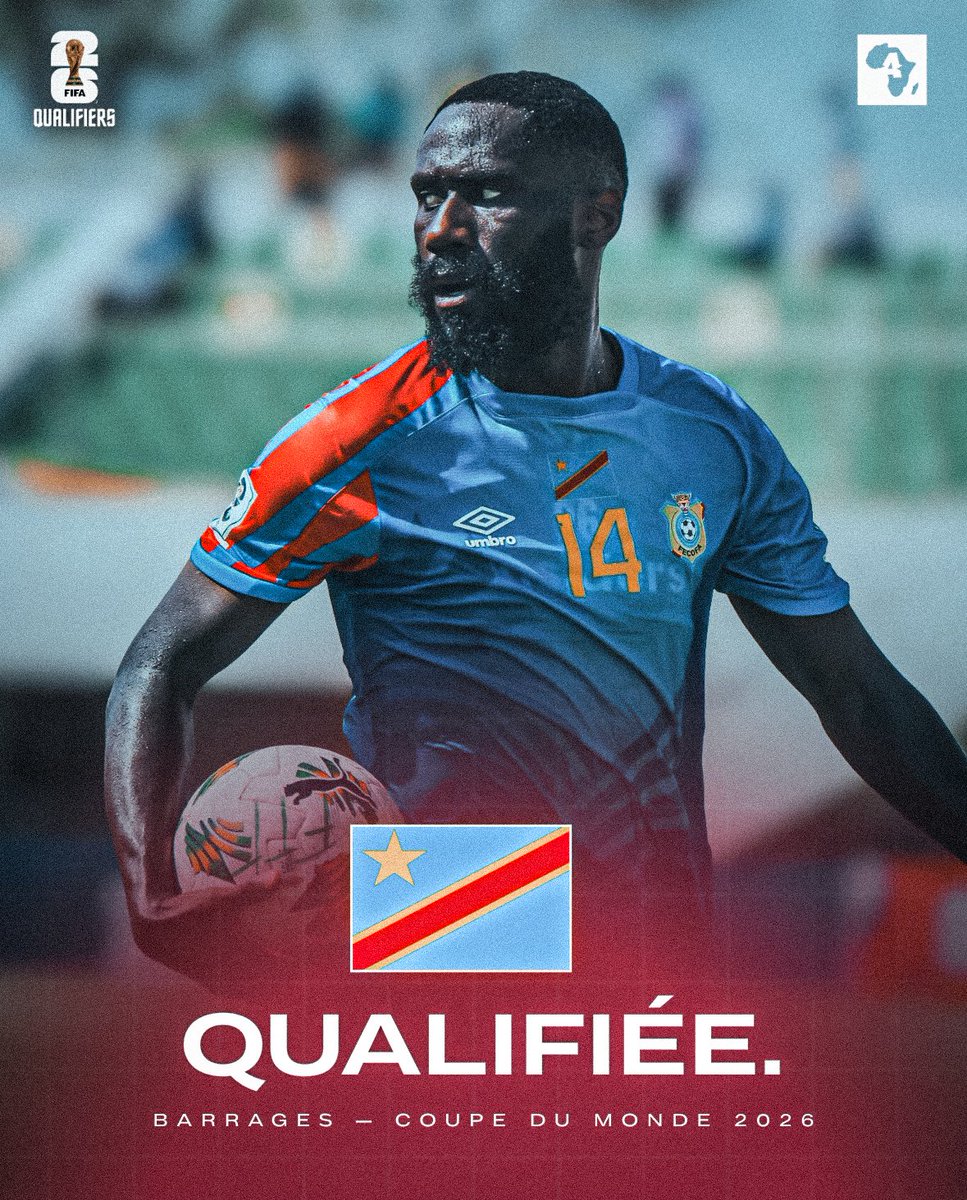 ActuFootAfrique's tweet image. ๐จ OFFICIEL : La RD Congo ๐จ๐ฉ se qualifie pour les ๐๐๐ฅ๐ฅ๐๐๐๐ฆ ๐๐๐ฅ๐๐ค๐จ๐ de la Coupe du Monde 2026 ! ๐๐