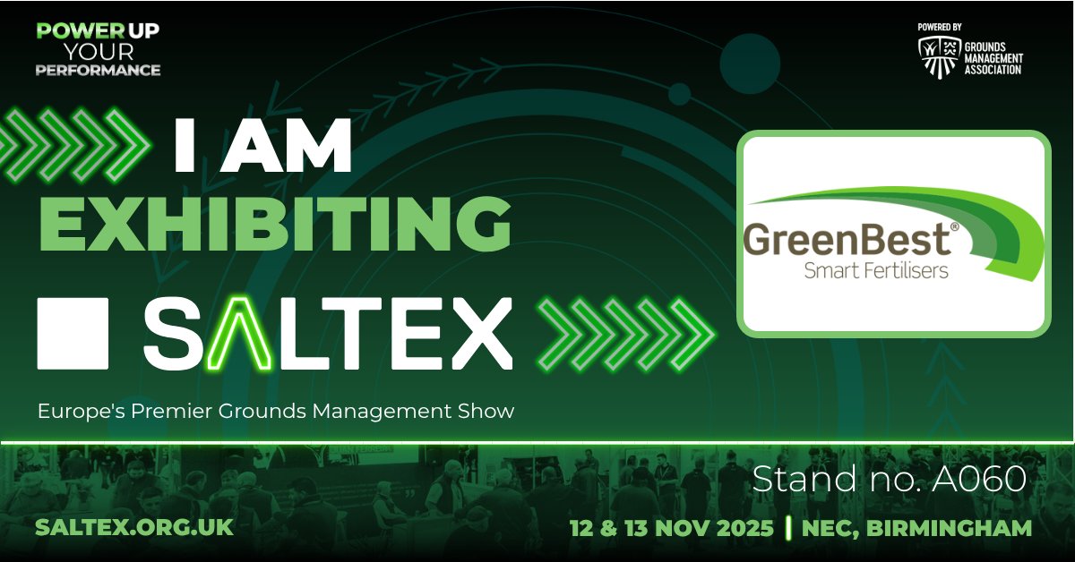 GreenBestLtd's tweet image. The countdown to @SALTEX_show 2025 is on!
Find us on stand A060 from November 12-13 at The NEC, Birmingham. 
Come and visit our stand to discuss how to create a Bespoke Fertiliser or become a GreenBest distributor. 
Will we see you there? 
#SALTEX #TurfManagement