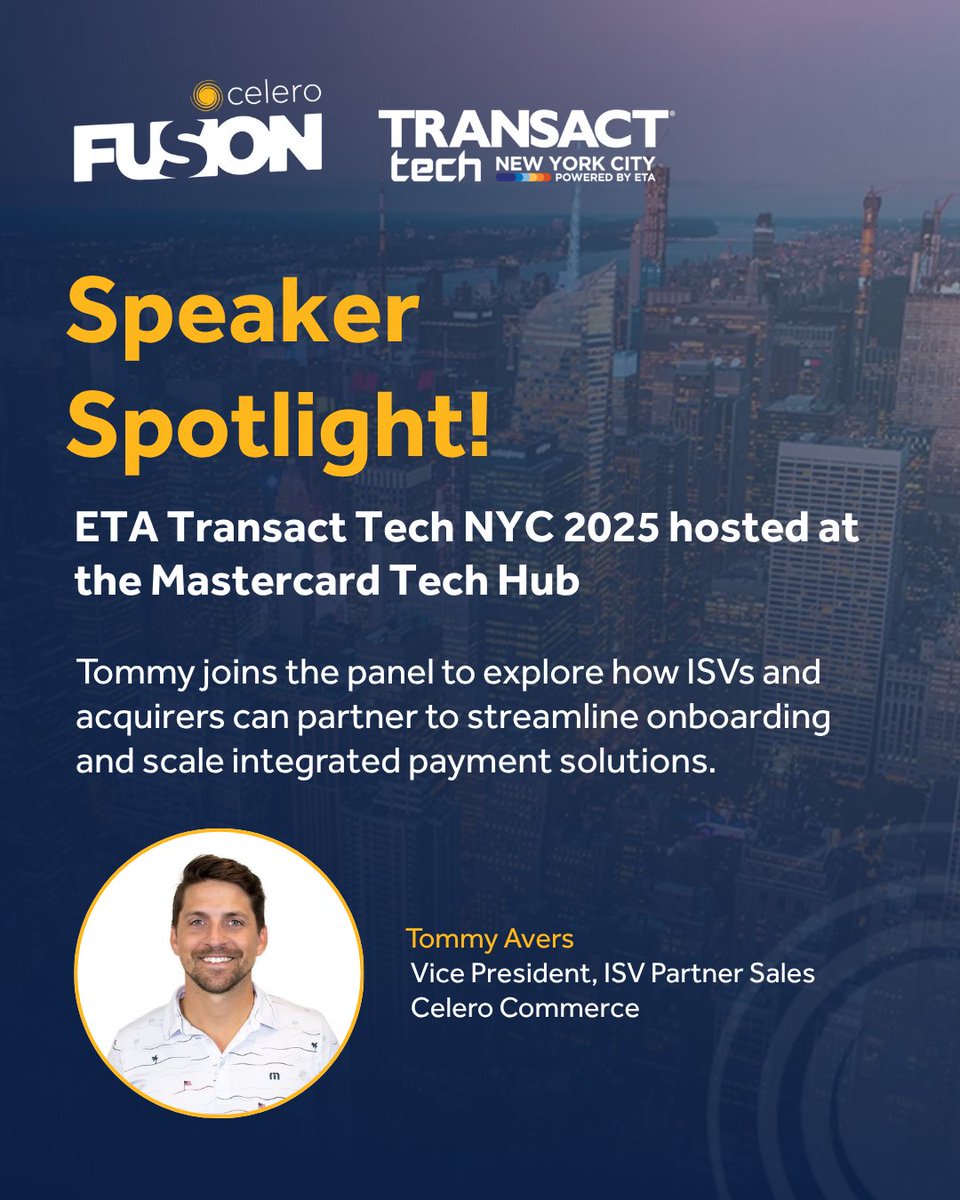 Tommy Avers, VP of ISV Partner Sales at Celero, will be speaking at ETA Transact Tech NYC 2025 hosted at the Mastercard Tech Hub.

Stay tuned for key takeaways and insights following this exclusive panel.
#CeleroCommerce #Fintech #ETATransact #IntegratedPayments #ISVLeadership