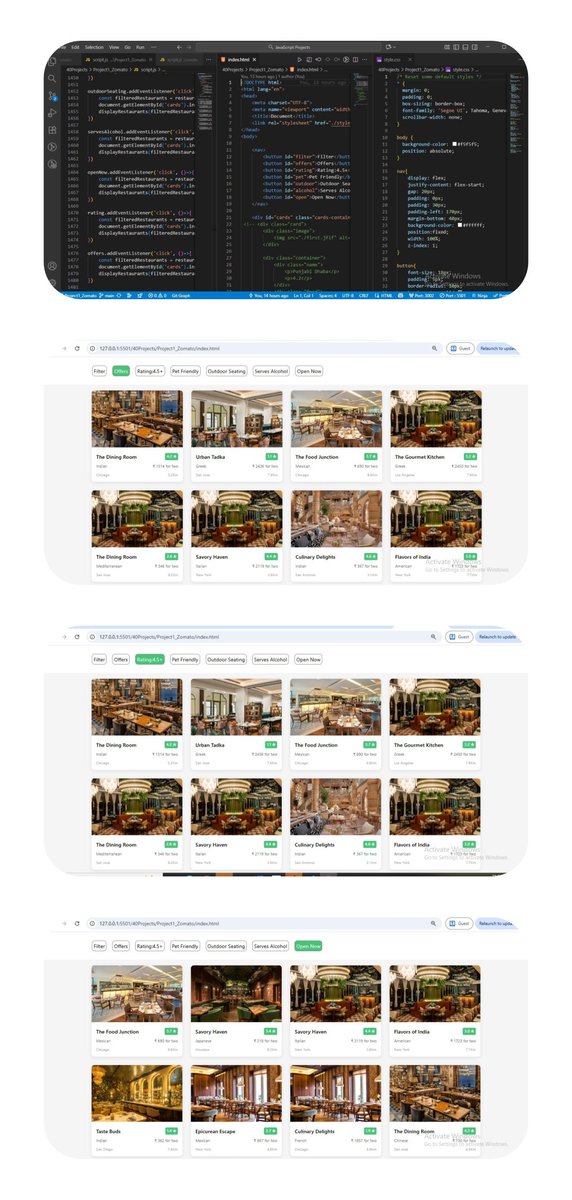 piiikkaaaachu's tweet image. Day 47 of #100DaysOfCode✅
1️⃣JavaScript :
🔸Working on Zomato project ,
created filters using filter()