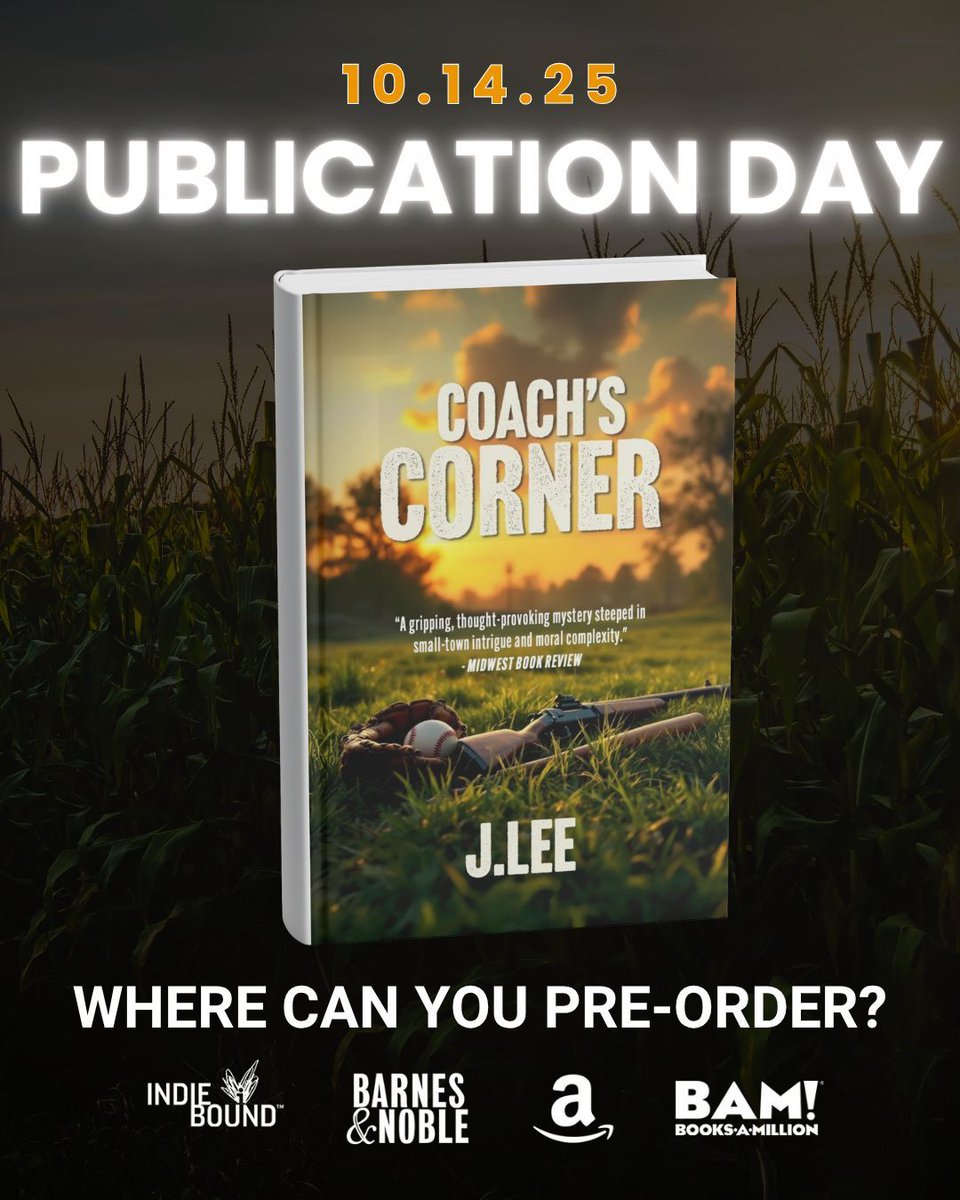 JLeeauthor's tweet photo. Coach’s Corner officially hits shelves today.
A story about loyalty, truth, and the danger of asking the wrong questions — I can’t wait for you to read it.

📚 Available now wherever books are sold.
https://t.co/KDqKu4VuQF 

#CoachsCorner #BookLaunch #JLThrillers #ThrillerBooks https://t.co/cYfCXrk4Nk