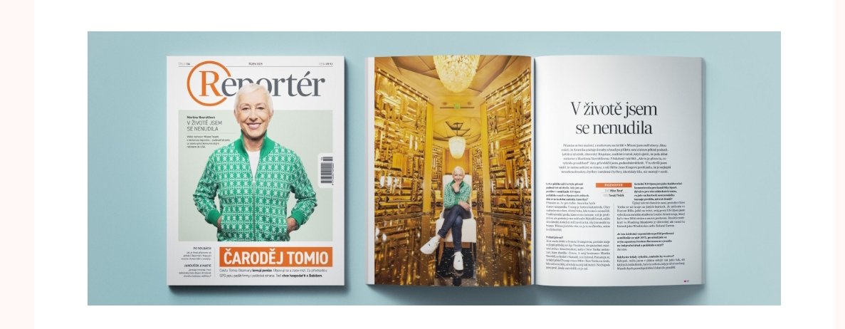 Pokud někdo drží naději v print, tak je to Reportér. Velký segment o volbách, článek o Okamurovych finančních skandálech, Kmenta o Janouškovi a polosvětě, zajímavé rozhovory s Martinou Navrátilovou, s Danem Brownem, s Pekarovou Adamovou, se soudním lékařem. Plus klasické sloupky