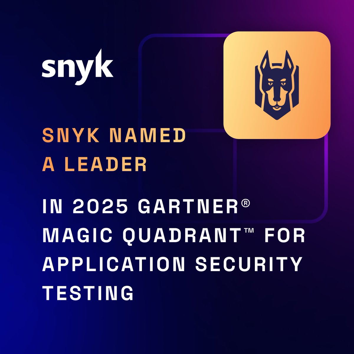 snyksec's tweet image. Snyk is named a Leader in the 2025 Gartner® Magic Quadrant™ for Application Security Testing!

To us, this placement validates our core belief: that security should empower developers, not slow them down.

Discover more: snyk.io/blog/snyk-name…

#Snyk #AppSec #DevSecOps #Gartner