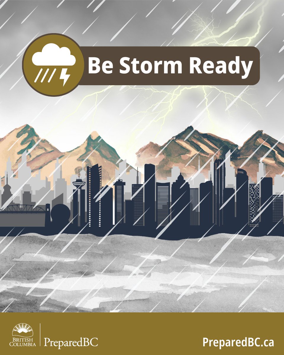 Stormy weather, such as heavy rains and strong winds increase the potential for flooding and power outages.

Learn more: PreparedBC.ca/floods