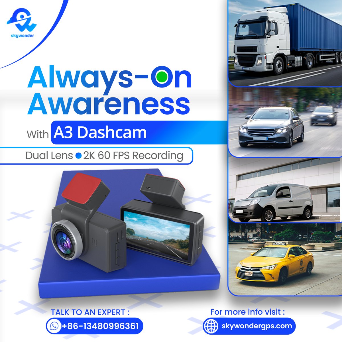 skywondergps's tweet image. Your fleet’s eyes on the road — A3 Dashcam.

Dual Lens | 2K 60 FPS | Real-Time Clarity
Drive smarter. Operate safer. Earn more.

🌐 skywondergps.com

#B2BTech #FleetManagement #DashcamSolutions