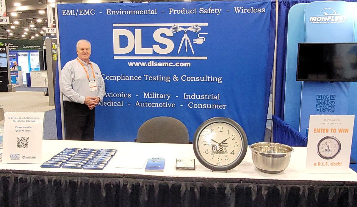 dlsemc's tweet photo. Las Vegas, Hit the Jackpot with avionics compliance testing services at DLS! 🎰

Jack is at Booth 731 to answer all your questions (and you can enter to win a DLS clock, too!) #nbaa2025 https://t.co/vn4ihRjwTg