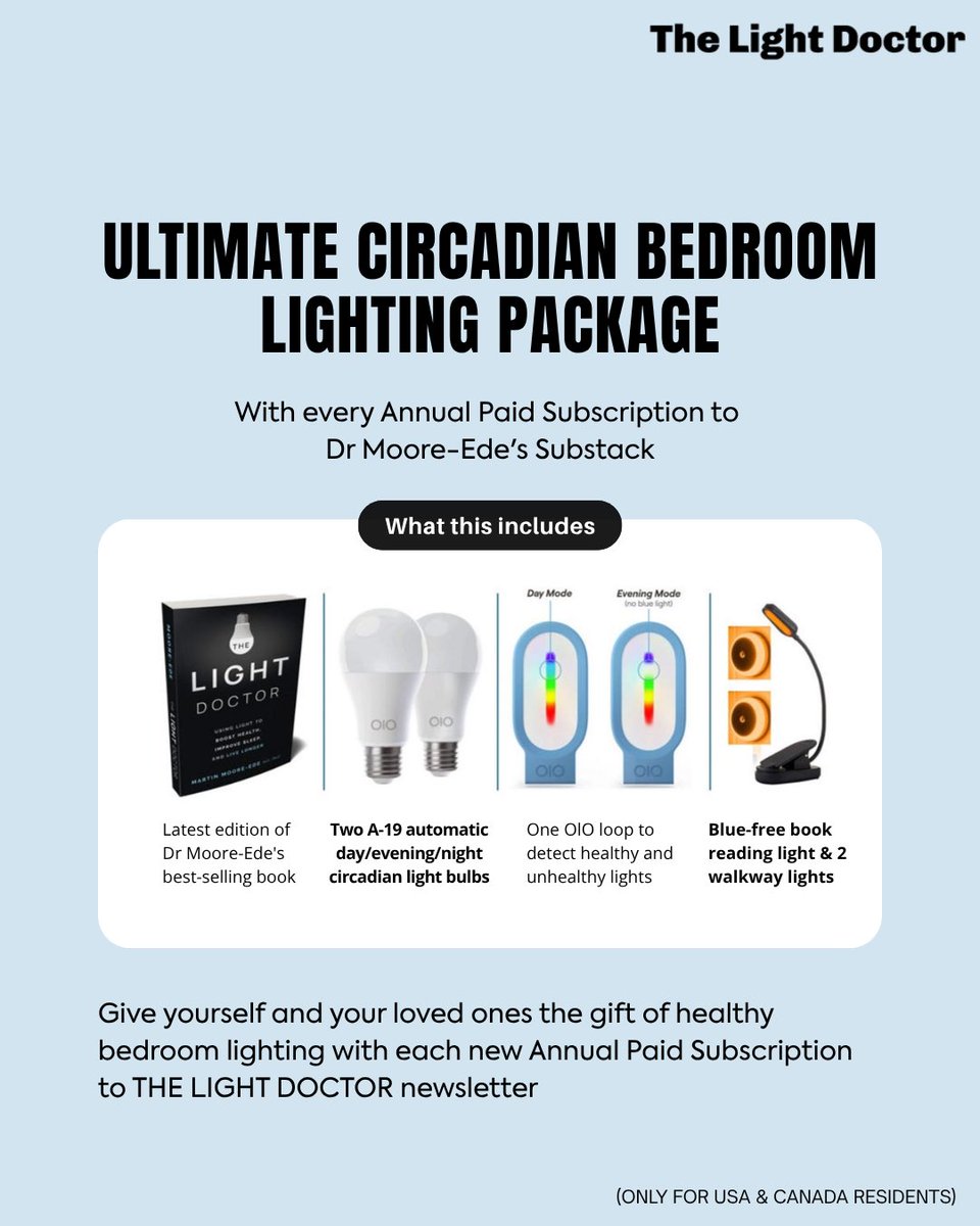 Give the gift of better sleep and healthier light. 🌙✨

With a new Annual Paid Subscription to THE LIGHT DOCTOR newsletter, you get the Ultimate Circadian Bedroom Lighting Package delivered straight to your home (USA &amp; Canada).

Inside:
• Latest edition of THE LIGHT DOCTOR book