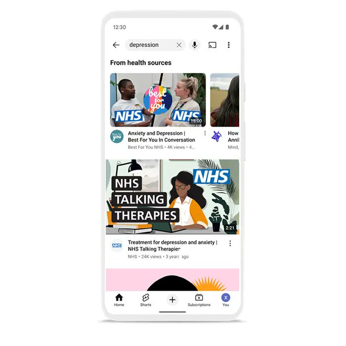 Coming soon: New mental health &amp; wellbeing tools

When seeking information on common topics like depression or ADHD, teens in countries including the U.S., France, Mexico, Canada, and more will see a shelf of videos from trusted sources. Learn more  → goo.gle/3Ja5tny