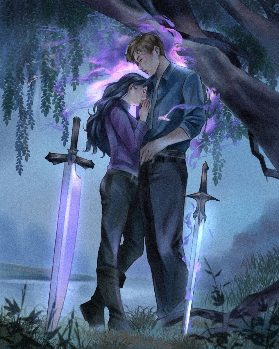 a rare log-in just to share this wonderful character art by Talita Asami 🖤💜 she captured my dark rural romantasy perfectly. I'm so grateful for artists!