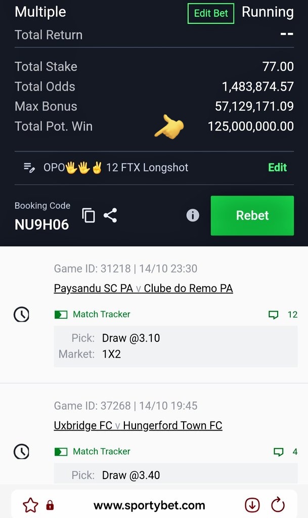 Dey with me👊

Gift: 1,483,874 odds (12 games) NU9H06 

👉NO GIVEAWAY when it wins….many can afford ₦77. 

Risk your own money too 🤠😂