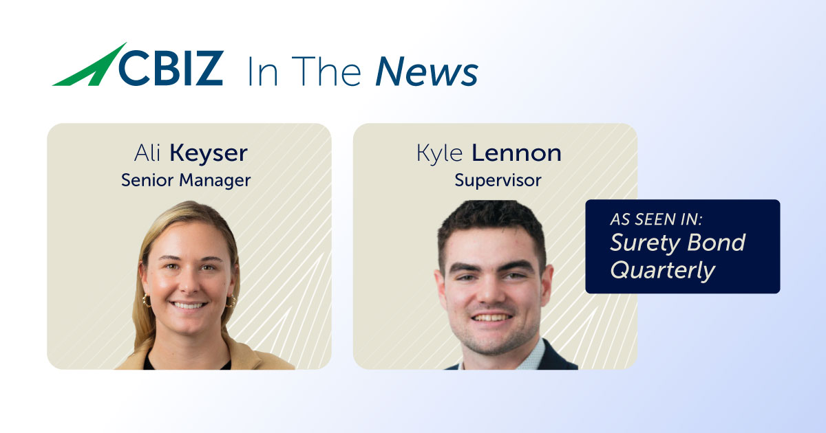 cbz's tweet image. In the #constructionindustry, risks are always present. Ali Keyser &amp;amp; Kyle Lennon discuss how contractors and #sureties can leverage KPIs to identify potential issues early and enhance decision-making in Surety Bond Quarterly. Read more: okt.to/6xChFU