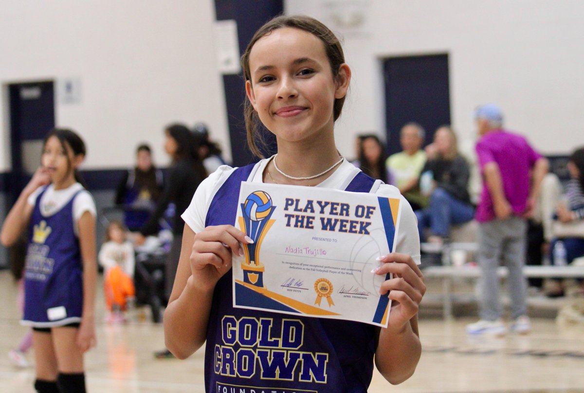 Congrats to our Players of the Week! 👑🎉

🏈 Cora Walker – Amazing hustle and defense, always lifting her team!

🏐 Nadia Trujillo – Determined, improving fast, and inspiring her teammates!

#WeGotCrowned #GoldCrownExperience
