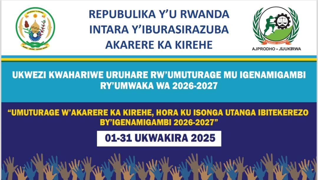 Hakiriwe ibitekerezo bizashingirwaho mu igenamigambi ry’umwaka utaha wa 2026-2027 
byatanzwe n'abaturage mu murenge wa Gahara mu kagari ka Muhamba mu rwego rwo kugira uruhare mu igenamigambi