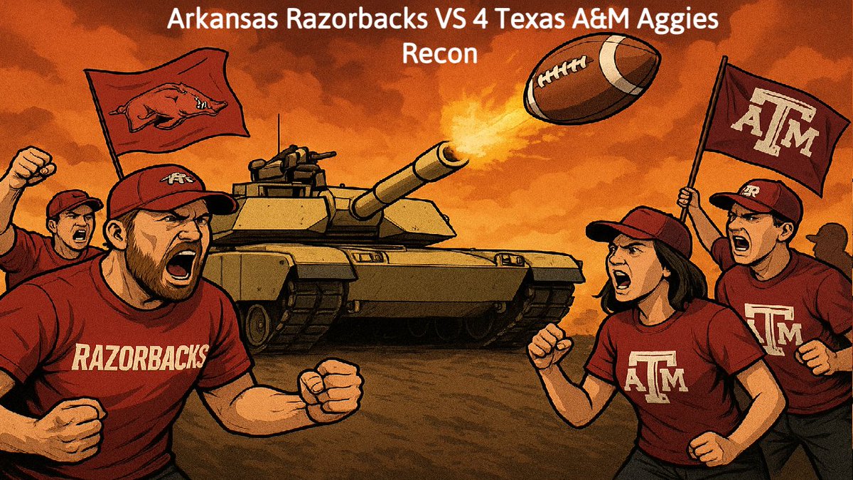 Come hang out tonight in the barracks with Razorback Recon with The Sarge at 7:30pm CT as we discuss if the Arkansas Razorbacks are ready for 4th ranked Texas A&amp;M Aggies. My first ever podcast hope to see you there.youtube.com/@Razorback-Rec…
