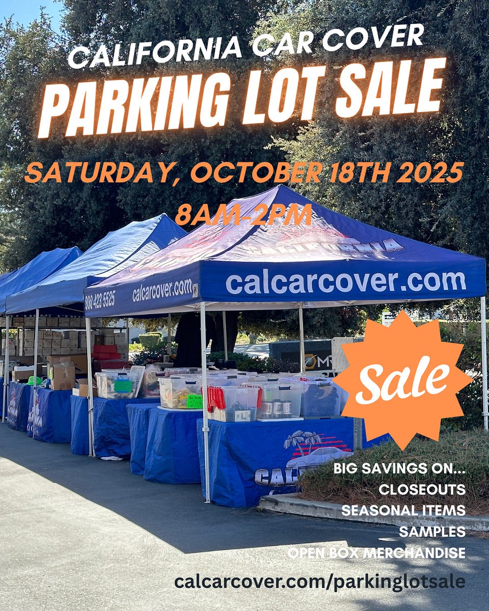 Make your way to Simi Valley this weekend! We are hosting our fall parking lot sale on Saturday 10/18 8am-2pm. calcarcover.com/parkinglotsale