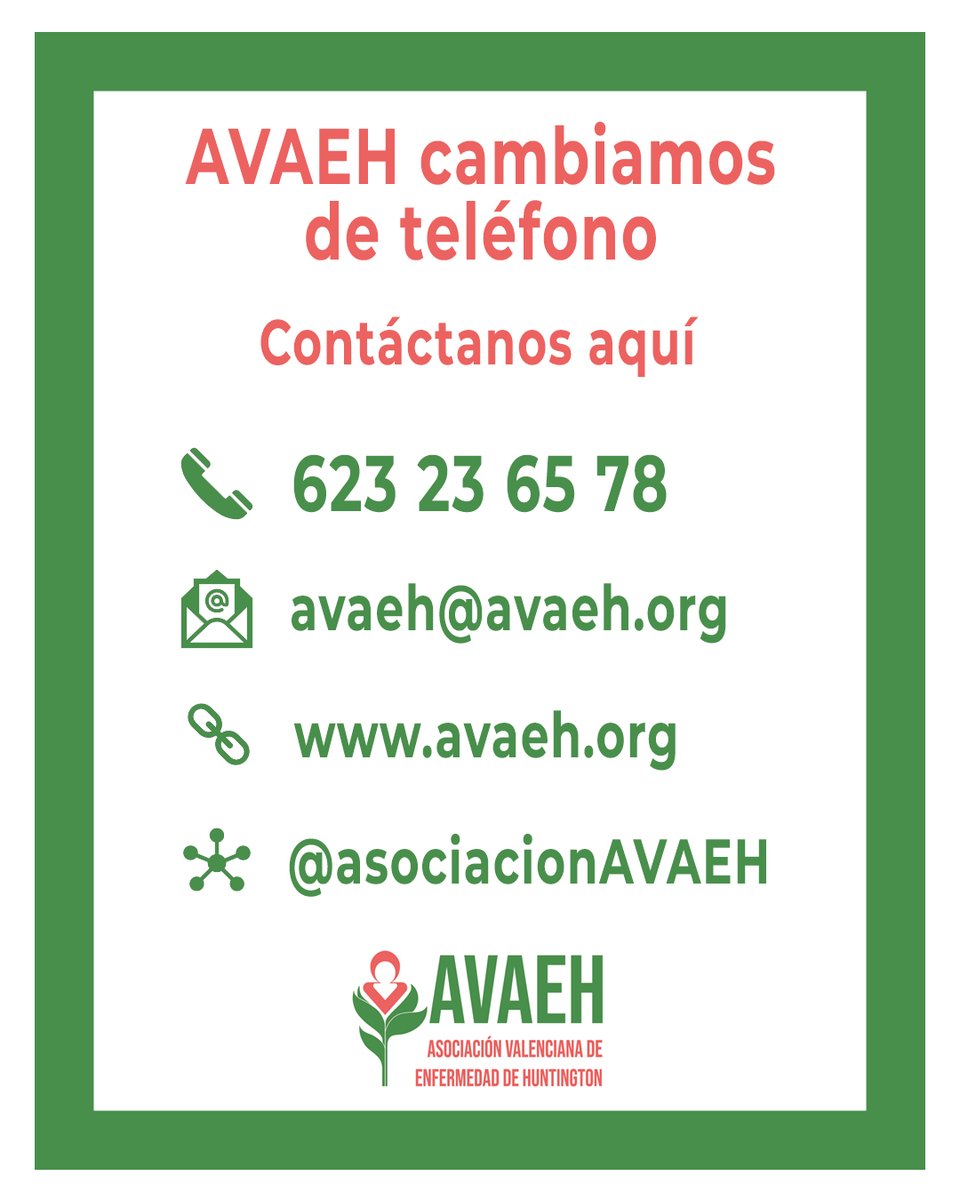 NUEVO NÚMERO DE TELÉFONO AVAEH

Hola a tot el món! 🌍

Os queremos informar de que AVAEH cambiamos de número de teléfono . Por favor, guardad este número 📱 623 23 65 78. 

¡Al otro lado del teléfono vamos a estar las mismas personas! Eso no cambia 🥰

Gracias 💙🩷