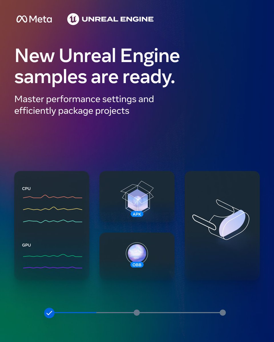 MetaHorizonDevs's tweet image. Struggling to balance visuals and performance in VR?
New @UnrealEngine samples make it easier to optimize performance settings and package your projects efficiently. Start improving your workflow here 👉 bit.ly/46QrQaJ
#MetaHorizon #UnrealEngine #VR
