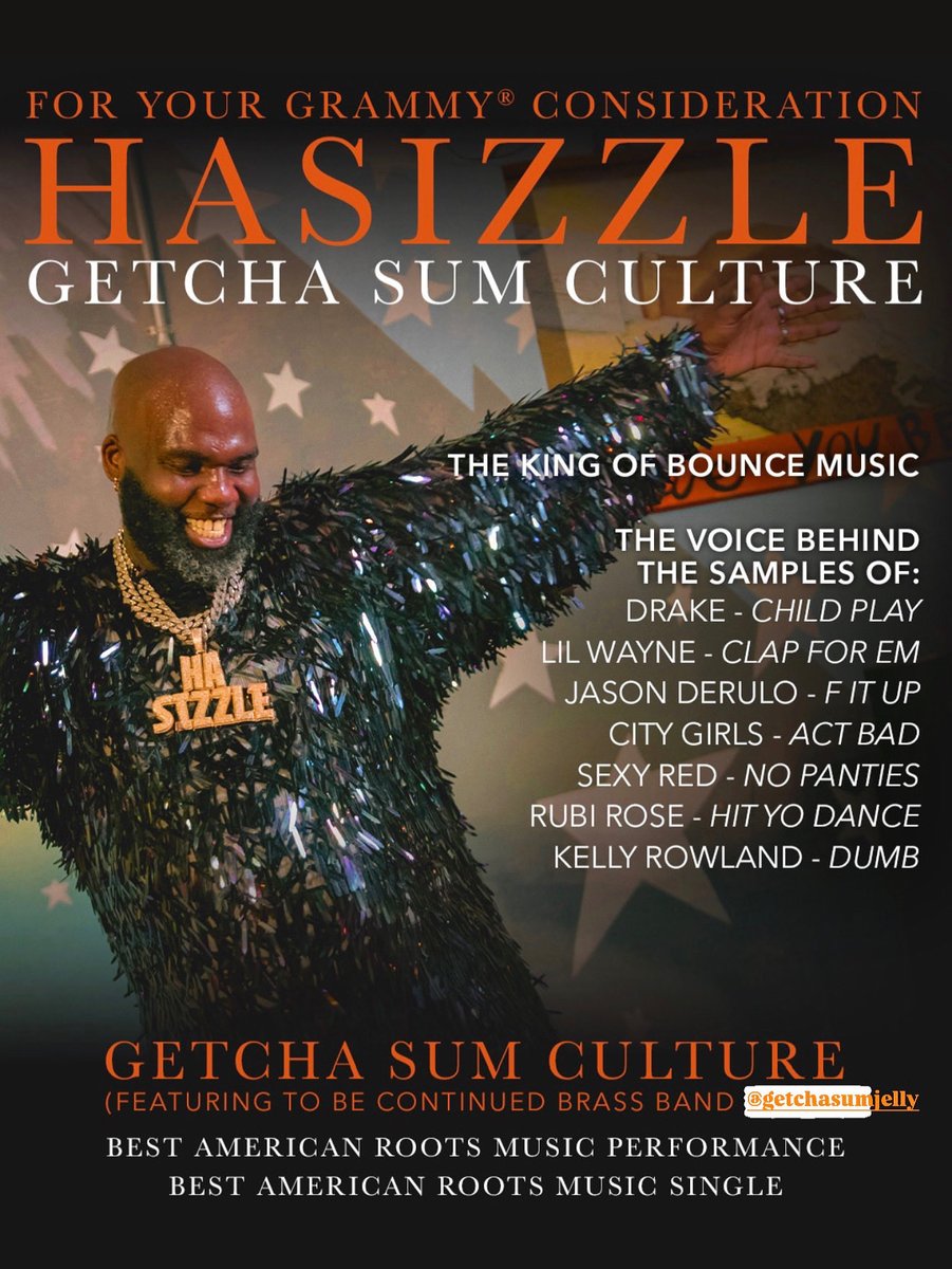 This ain’t just a song — it’s culture, community, and courage.
New Orleans finally got a seat at the Grammy table 🏆
“Getcha Sum Culture” — For Your Grammy Consideration 🎶
#HaSizzle #NOLABounce #GrammySeason