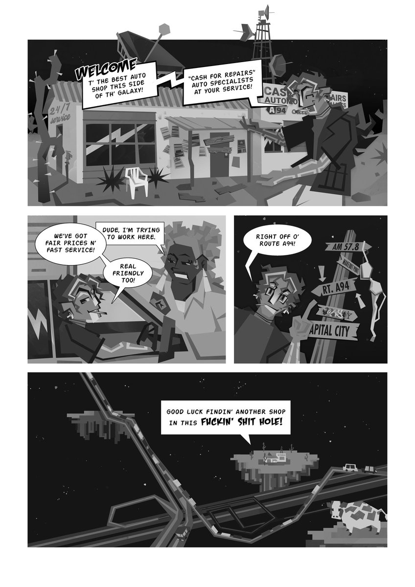 hi i spend days and nights thinking and working on my webcomic and would love for y'all to read it.. at galaxysworst.net ! there will be lesbians. Robots. Social commentary. Um. Lesbian robots!