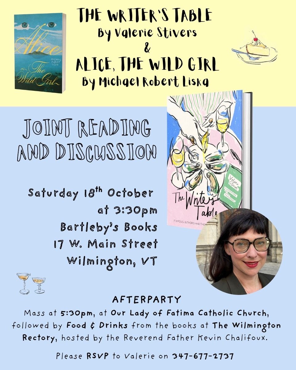 Next tour stop, Wilmington VT this Saturday! Yes, they got the title of my book wrong, and yes, the event includes a Catholic Mass and an afterparty in a rectory. That's how we roll.
