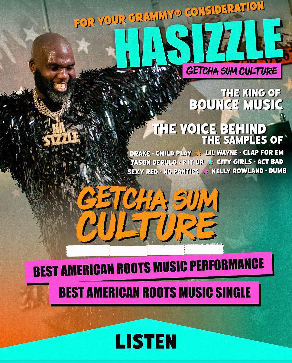 They heard my voice on hits around the world… now they hearing HaSizzle.
“Getcha Sum Culture” — For Your Grammy Consideration 🏆
Bounce. Brass. Roots. Real. 🎺💜
#HaSizzle #TheVoice #GrammyConsideration