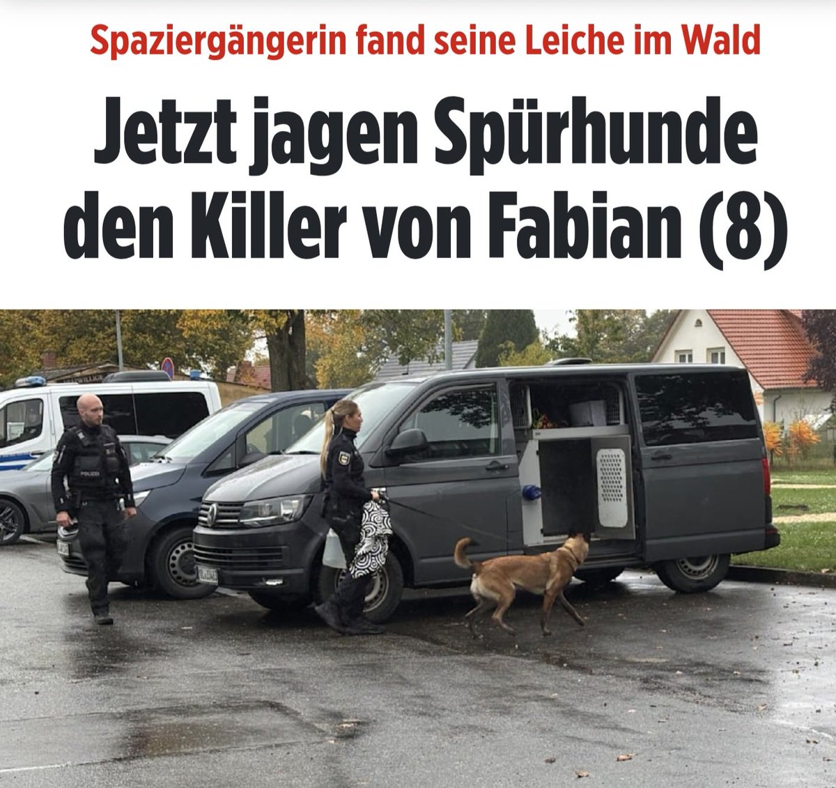 Hoffentlich finden sie diesen Unmensch und bestrafen ihn ordentlich!

Mein aufrichtiges Beileid geht an die Familie und meine größte Verachtung an den Täter!
