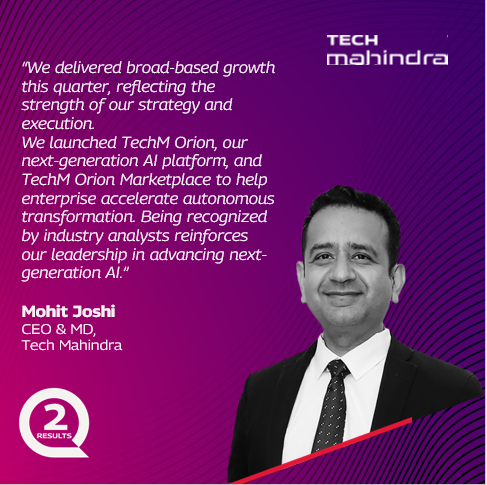 tech_mahindra's tweet image. Here's what our CEO & MD Mohit Joshi, and CFO Rohit Anand, have to say about Tech Mahindra's Q2 FY'26 Results.
Know More: techmahindra.com/insights/press…
#TechMResults #ScaleAtSpeed