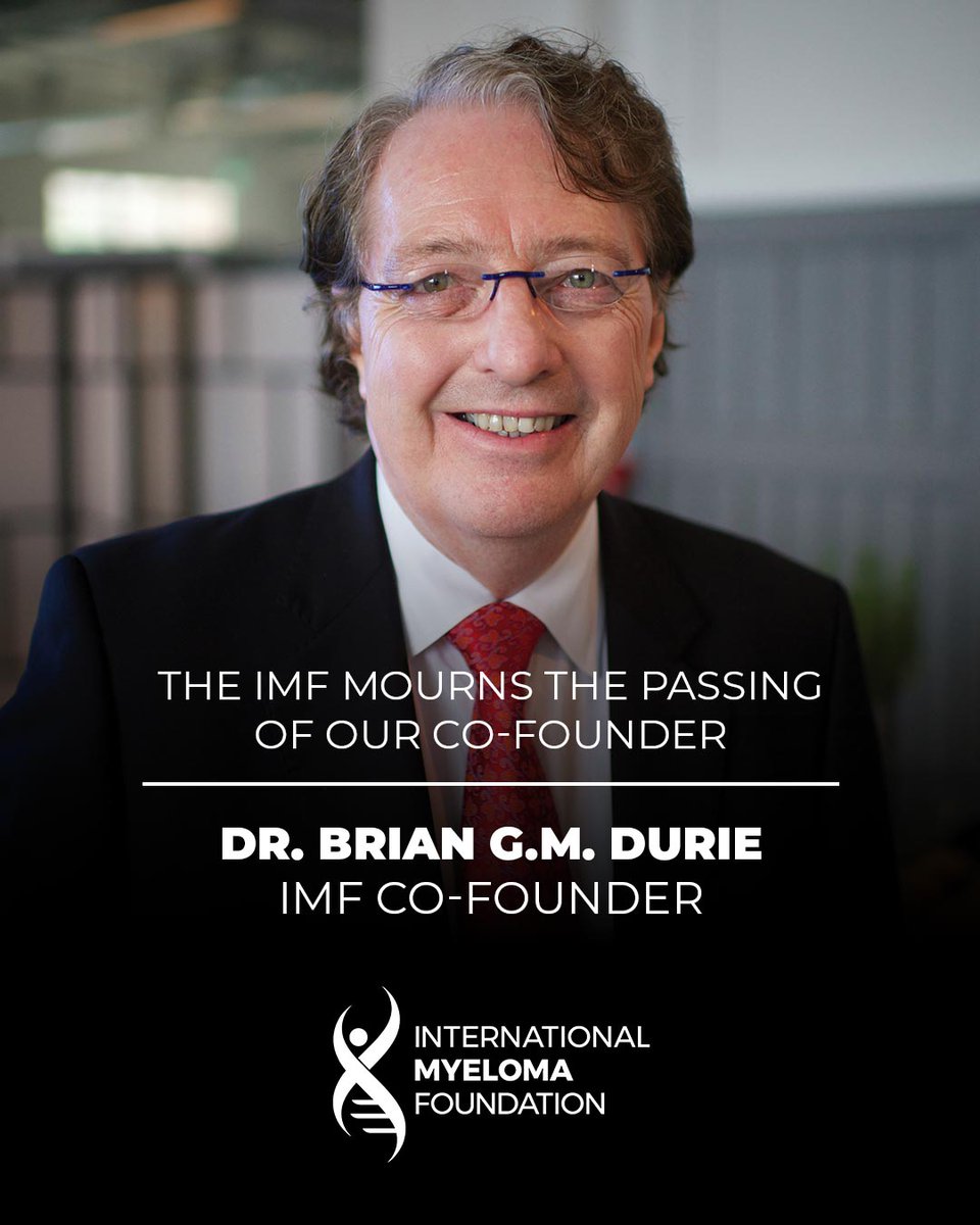 International Myeloma Foundation (@imfmyeloma) on Twitter photo It is with great sadness that the International Myeloma Foundation (IMF) shares the news of the death of Dr. Brian G.M. Durie, co-founder of the organization. Read the press release: mmsm.link/4q95XLn
<a href="/jmikhaelmd/">Joseph Mikhael</a>
<a href="/VincentRK/">Vincent Rajkumar</a> It is with great sadness that the International Myeloma Foundation (IMF) shares the news of the death of Dr. Brian G.M. Durie, co-founder of the organization. Read the press release: mmsm.link/4q95XLn
<a href="/jmikhaelmd/">Joseph Mikhael</a>
<a href="/VincentRK/">Vincent Rajkumar</a>