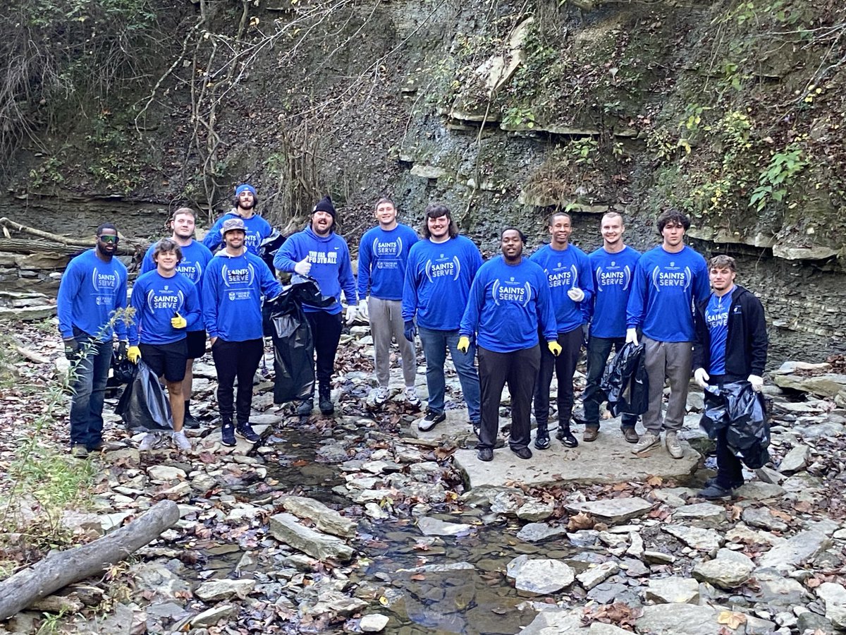 CoachNorwell's tweet image. We had a great time participating in #SaintsServe this morning!! Our guys were at Doe Run Lake, Ohio River, and Fort Thomas cleaning and maintaining the walking trails. #EarnIt
