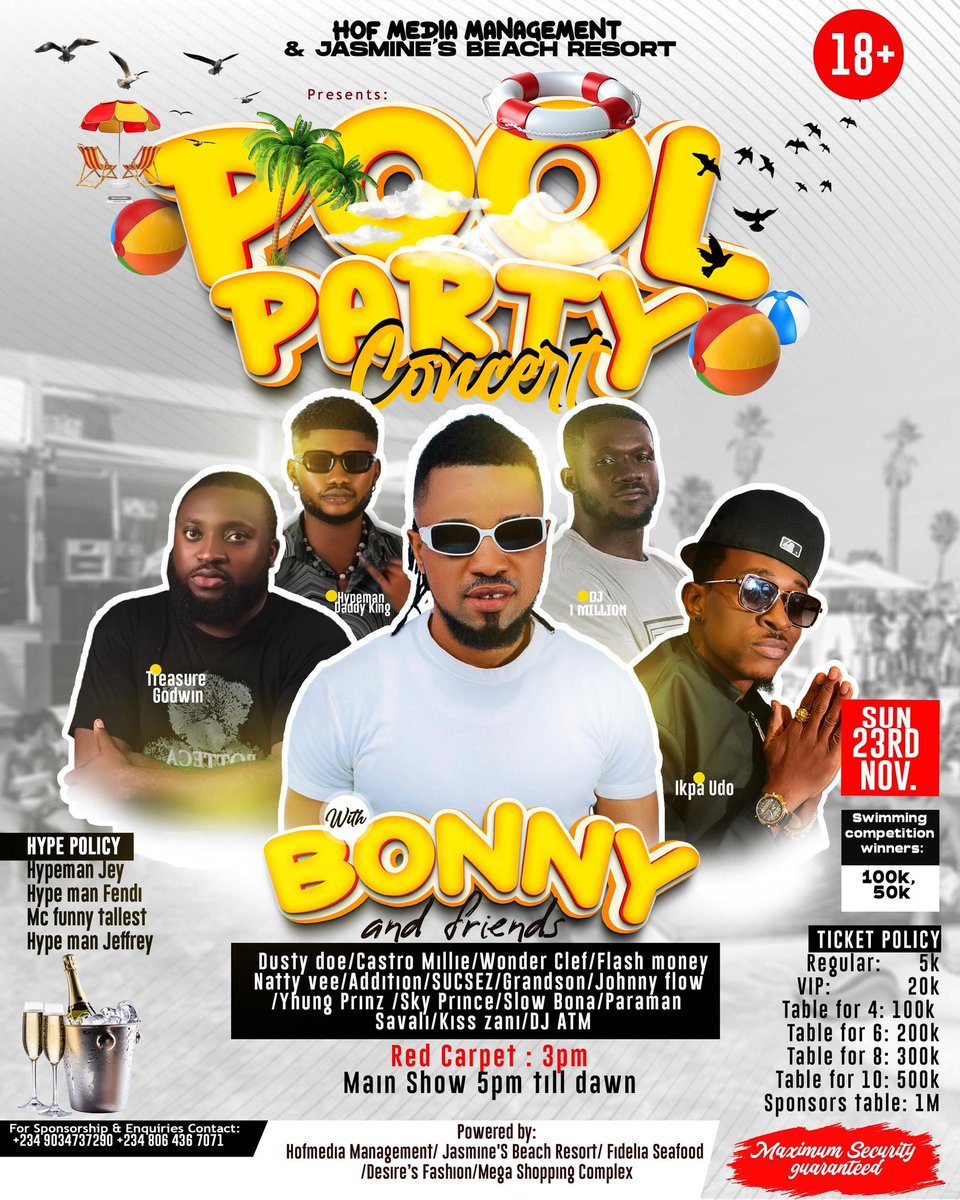 FINALLY!!!!!!!!!!
 It's about to go down!!!
Were are my Beautiful ladies and gentlemen?
Save the date and get your tickets on time ✌️❤️🥂
#23November
#Jasmine'sbeachresort
#Ibenobeach <a href="/Ikpa_Udo/">EDIDEM 👑🤴🏽</a> <a href="/Treasuregodwin_/">Treasuregodwin7_</a>