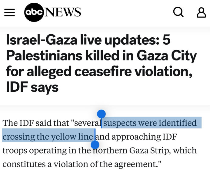 Notice how they don’t call Israeli forces actually FIRING and KILLING Palestinians a CEASEFIRE VIOLATION??

“Israel says” is still not journalism.