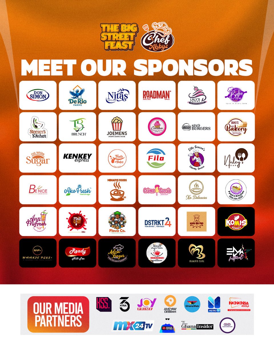 The sponsors !! Believing in my dream, supporting it and now it's about to be a reality! The street of Accra is about to have a feast on world food day! Sharing dignity and hope through free food. On that day at least if you do 000, we will remove two 0s❤️🙏🏼!