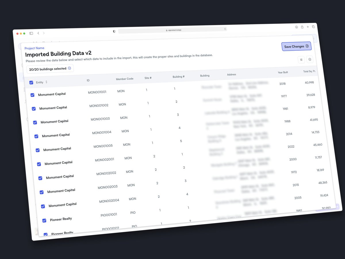 design_nocodeio's tweet image. Building out an appraisal software that is three fold.
1. Import data via CSV templates (15-20 columns of data) can be up to 1,000 rows imported.
2. Allow editing in a user friendly interface for iPad for inspectors to quickly and intuitively fill out appraisals on large…